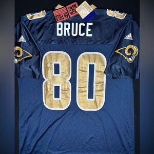 NWT Vintage Isaac Bruce St. Louis Rams #80 Adidas Blue Football Jersey Sz Large